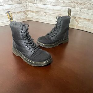 Dr. Martens - Combs Poly Casual Boots-Black Canvas/ Yellow Stitching kids 11‎